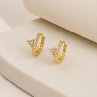 Anti Tarnish Zircon Crown Hoops | Gold Plated Minimalist Earrings