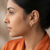 Layered Double Hoop Zirconia Earrings - Anti Tarnish Gold Plated