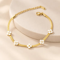 Elegant White Flower 2-Piece Bracelet Set (Anti-Tarnish Gold Plated)