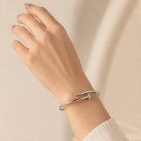 Silver Crystal Nail Bracelet | Minimalist Wrap Cuff Bangle