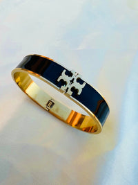 Black Enamel Geometric Cuff | Anti-Tarnish Gold-Plated Bracelet