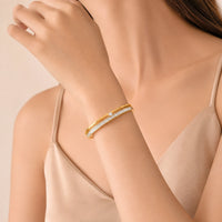 Baguette Crystal Gold Plated Bangle | Anti-Tarnish Minimalist Bracelet