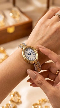Vintage Oval Dual-Tone Watch – Anti-Tarnish Gold Plated Luxury Wristwatch