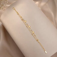 Double Layer Heart Charm Bracelet - Anti Tarnish Gold Plated