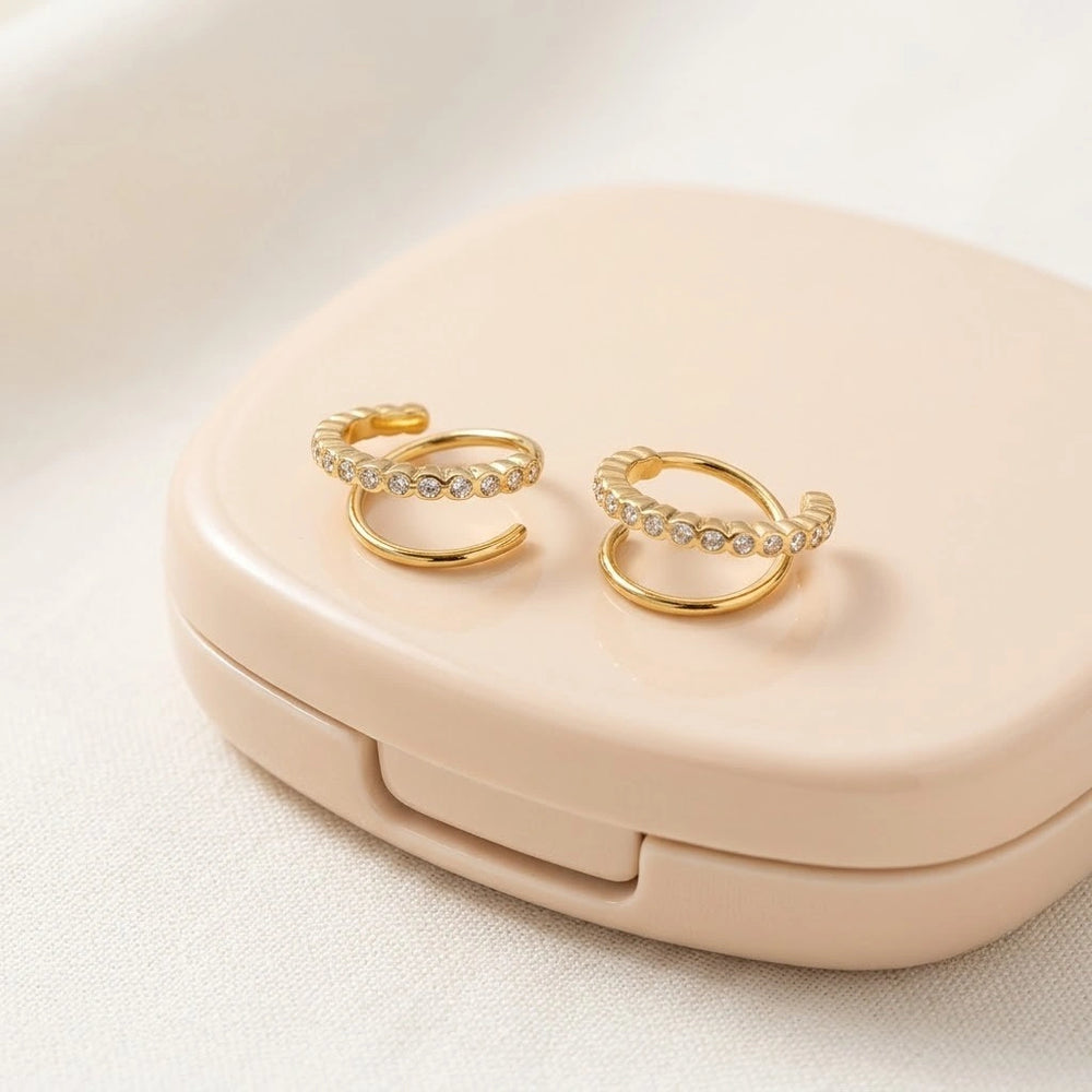 Korean Spiral Double Hoop Earrings - Anti Tarnish Gold Plated