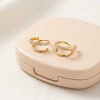 Korean Spiral Double Hoop Earrings - Anti Tarnish Gold Plated