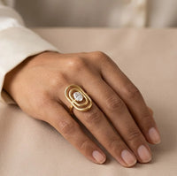 Geometric Double Oval Solitaire Ring - Anti-Tarnish Fashion Jewelry