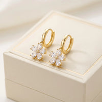 Crystal Floral Drop Earrings | Anti-Tarnish Gold Plated