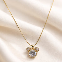 Mickey Inspired AD Stone Pendant | Anti-Tarnish Gold Plated Necklace for Women & Girls