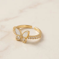 Pearl Butterfly Statement Ring - High Quality Studded Fashion Jewelry
