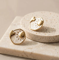 Sun & Heart Anti-Tarnish Gold Plated Stud Earrings