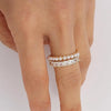 Double Layer Pearl & Crystal Adjustable Gold Fashion Ring | Korean Style Statement Jewelry