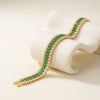 Emerald Green Marquise Stone Anti-Tarnish Gold-Plated Tennis Bracelet