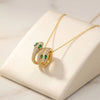 Emerald Stone Snake Pendant Necklace - Anti Tarnish Gold Plated