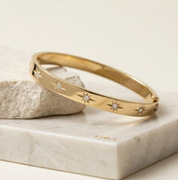 Anti-Tarnish Starburst Gold Plated Bangle Bracelet for Women