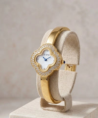 Premium Clover Anti-Tarnish Gold Plated Bangle Watch for Women
