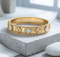 Clover Anti-Tarnish Gold Plated Bangle Bracelet - Korean Style Luxury Jewelry