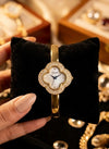 Premium Clover Anti-Tarnish Gold Plated Bangle Watch for Women