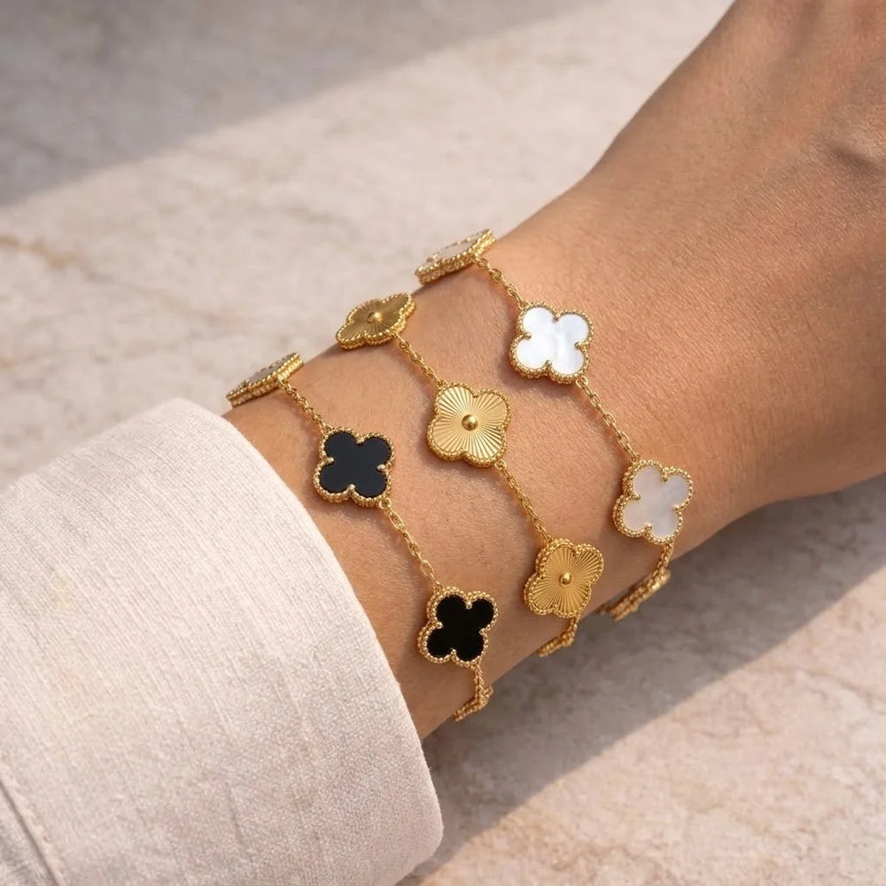 The Ultimate Clover Stack - 3-Piece Anti-Tarnish Gold Plated Bracelet Combo