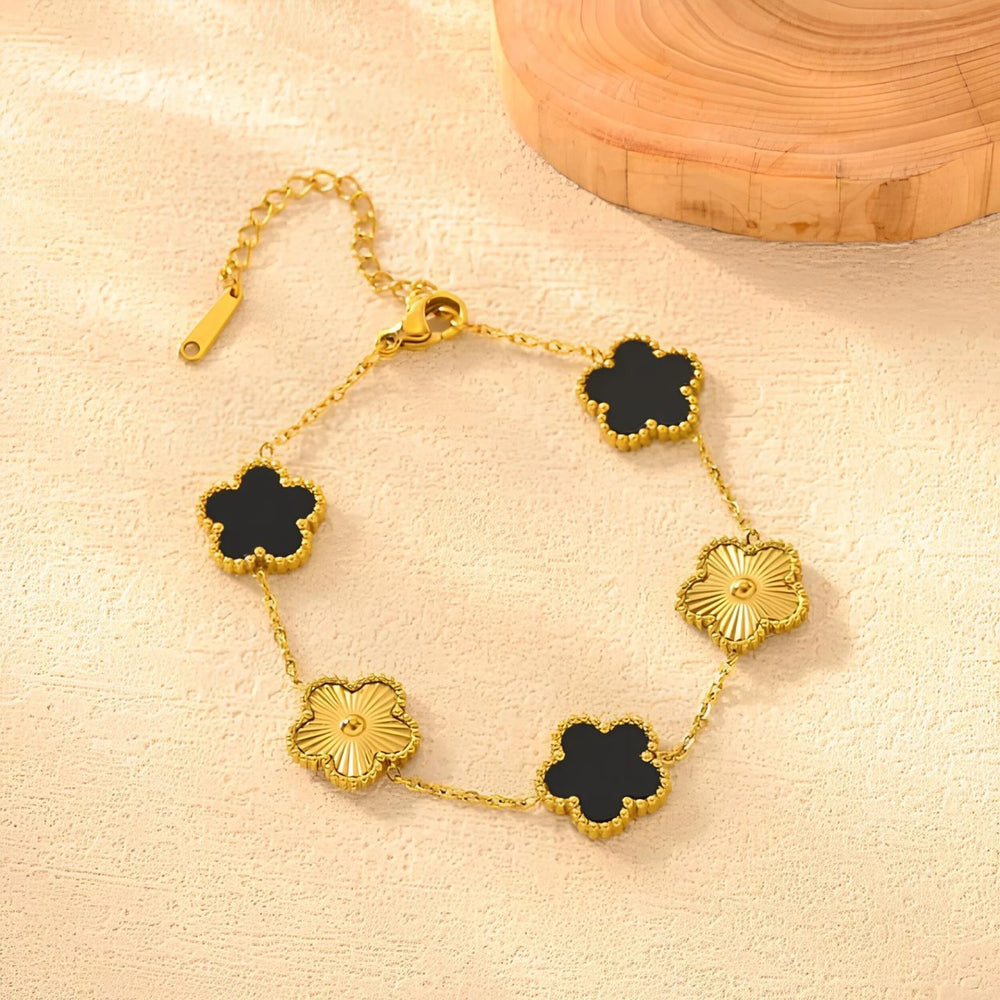 3-Piece Anti-Tarnish Gold Plated Bracelet Stack | Clover & Knot Charm Combo