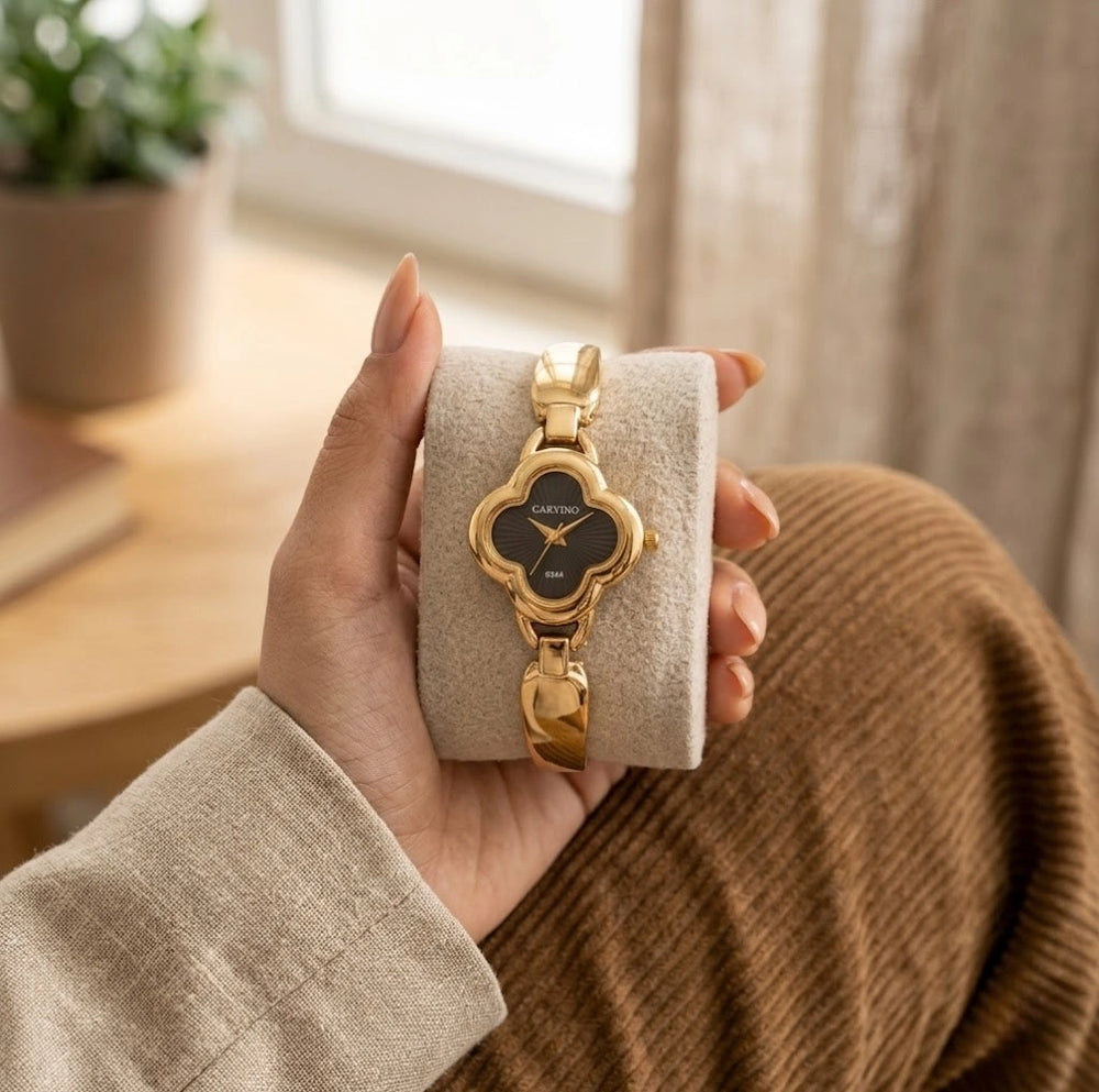 Vintage Clover Dial Watch - Anti-Tarnish Gold Plated