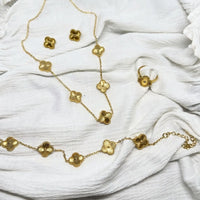 Clover Motif Anti Tarnish Gold Plated Jewelry Set
