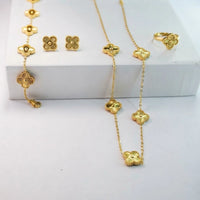 Clover Motif Anti Tarnish Gold Plated Jewelry Set