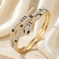 Anti-Tarnish Snake Bracelet - Gold Plated Serpent Bangle for Women (Premium Korean Design)