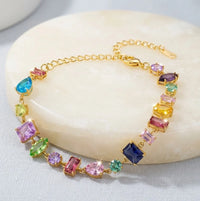 Multi-Color Geometric Gemstone Bracelet | Anti-Tarnish