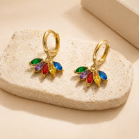 Colorful Marquise Stone Gold Plated Hoop Earrings - Anti Tarnish