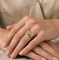 Pastel Butterfly Statement Ring | Multi-Color Rhinestone Fashion Jewelry