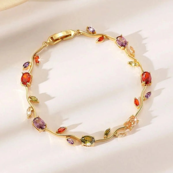 Close up of vibrant stones on artificial fashion bracelet
