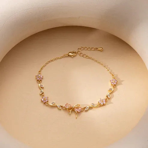 Seraphina Floral & Bow Bracelet Set – Anti-Tarnish & Waterproof (Combo of 2)