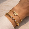 Coquette Gold Bow & Zig-Zag CZ Bracelet Combo - Anti Tarnish