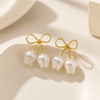 Coquette Bow & Pearl Tulip Drop Earrings - High Quality Korean Fashion Jewelry