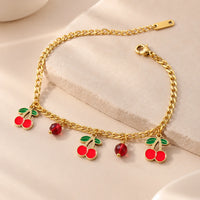 Cherry & Clover Charm Bracelet Combo - Anti-Tarnish Gold Plated K-Style Jewelry
