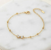 Coquette Crystal Bow Bracelet - Anti-Tarnish Gold Plated