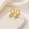 Coquette Crystal Bow Drop Hoop Earrings - Anti Tarnish Gold Plated