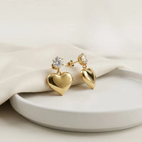 Heart Drop Zircon Earrings - Anti Tarnish Gold Plated | Korean Minimalist Style