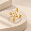 Cross Zirconia Adjustable Ring - Anti Tarnish Gold Plated