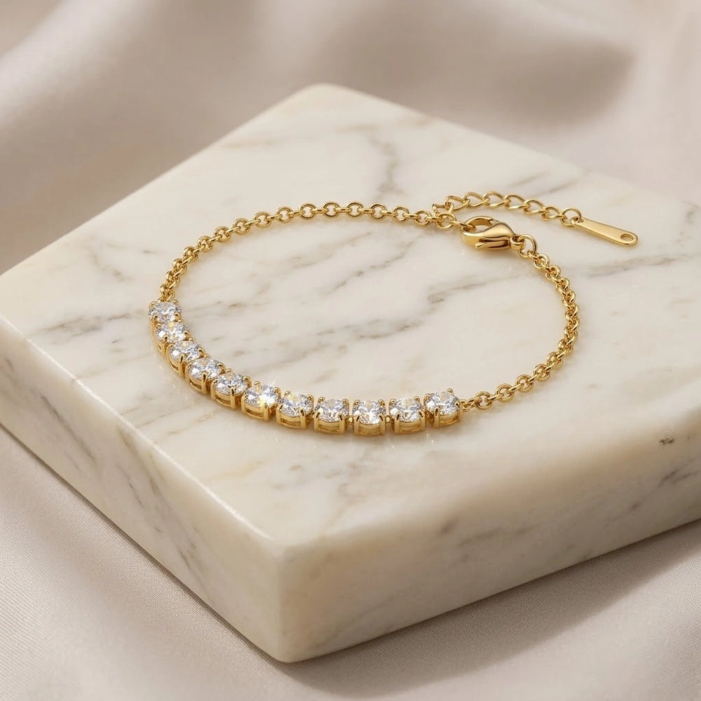 Crystal Bar Anti-Tarnish Gold Plated Bracelet