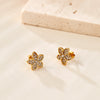 Crystal Blossom Floral Stud Earrings - Anti-Tarnish Gold-Plated