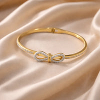 Crystal Bow Knot Bracelet - Anti-Tarnish Gold Plated Bangle for Women