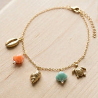 Summer Glow 3-Piece Gold-Plated Bracelet Stack | Shell & Crystal Charms