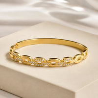 Crystal Chain Link Anti-Tarnish Gold-Plated Bracelet