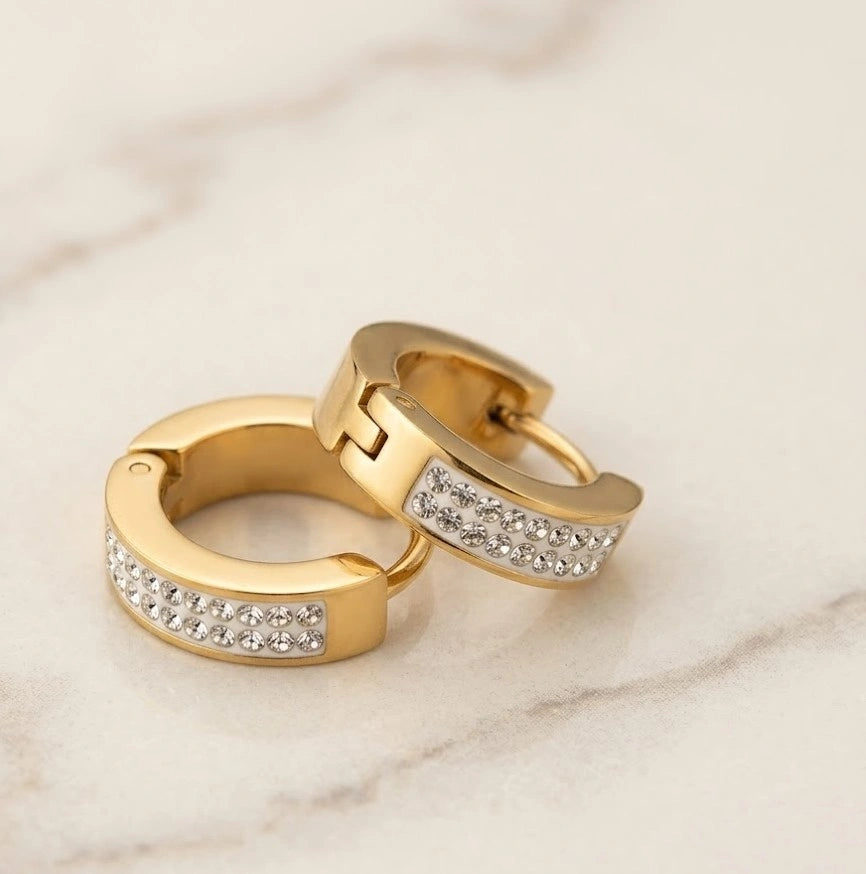 Sparkling Thick Huggie Earrings - Premium Anti Tarnish
