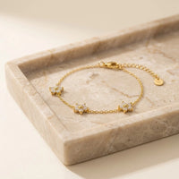 Crystal Floral Dainty Bracelet - Anti Tarnish Gold Plated | Korean Minimalist