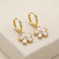 Crystal Floral Drop Earrings | Anti-Tarnish Gold Plated