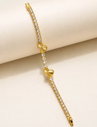Crystal Heart Tennis Bracelet | Anti-Tarnish Gold Plated