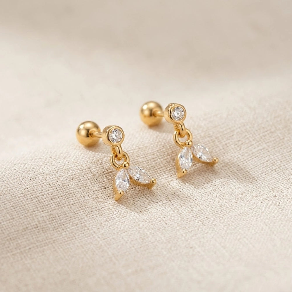 Crystal Petal Drop Earrings | Anti-Tarnish Gold Plated Minimalist Dangle